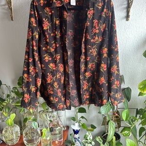 Floral Black and Red Blouse